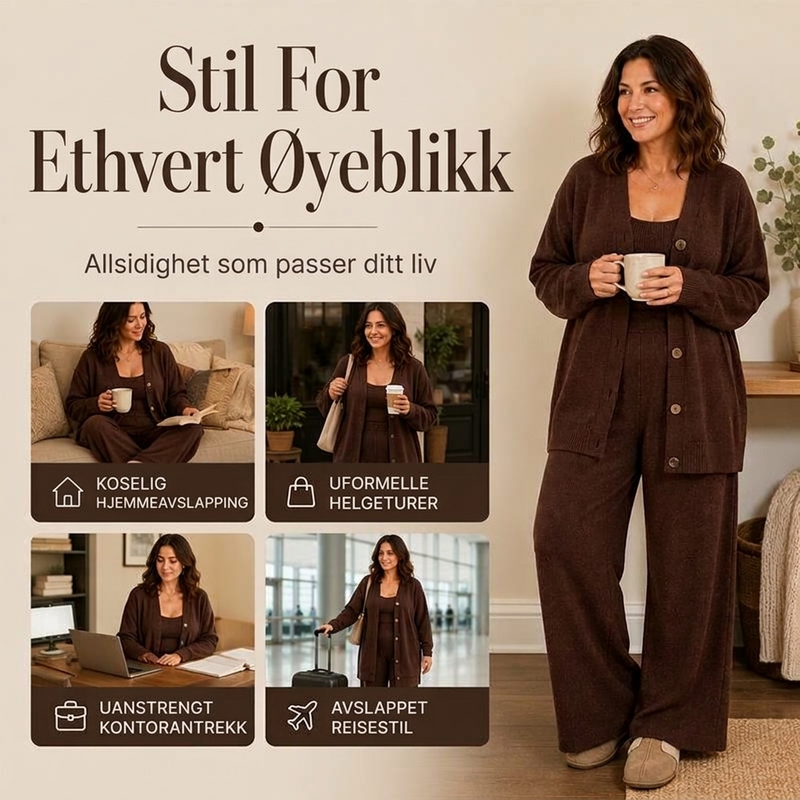 3-delers strikkesett for damer ⚡Gratis frakt⚡