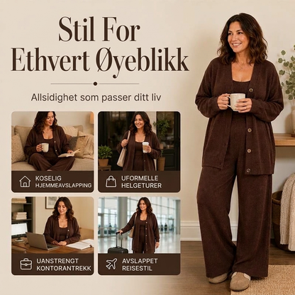 3-delers strikkesett for damer ⚡Gratis frakt⚡