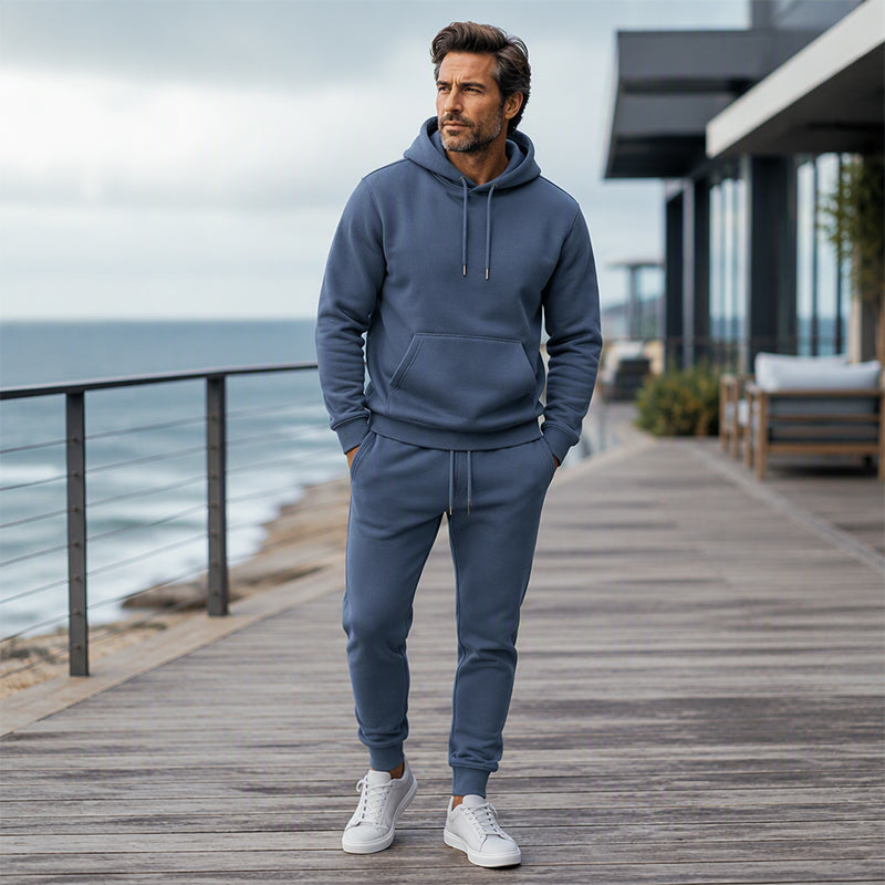 Menns hettegenser og joggebukse todelt treningsdress-sett
