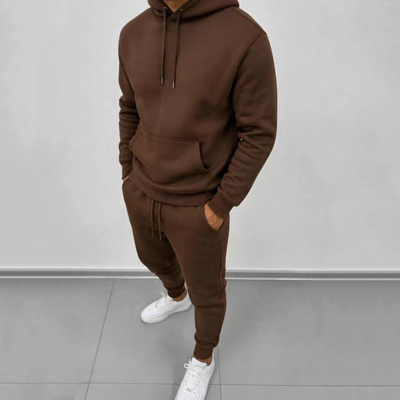 Menns hettegenser og joggebukse todelt treningsdress-sett