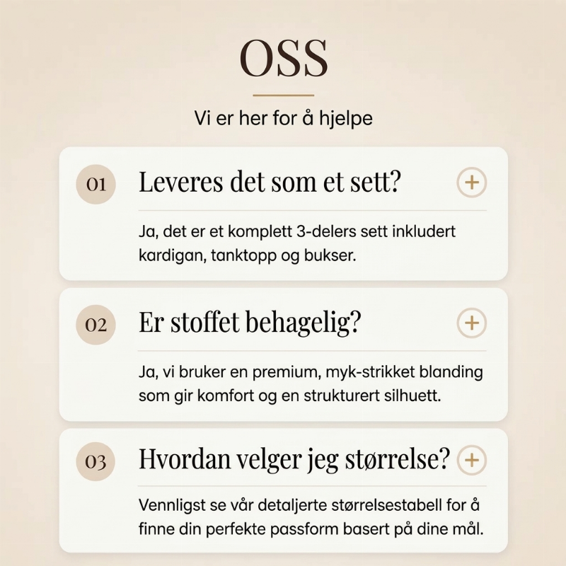 3-dels sett for kvinner: Cardigan, tube-topp og bukse
