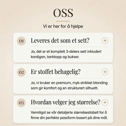 3-dels sett for kvinner: Cardigan, tube-topp og bukse