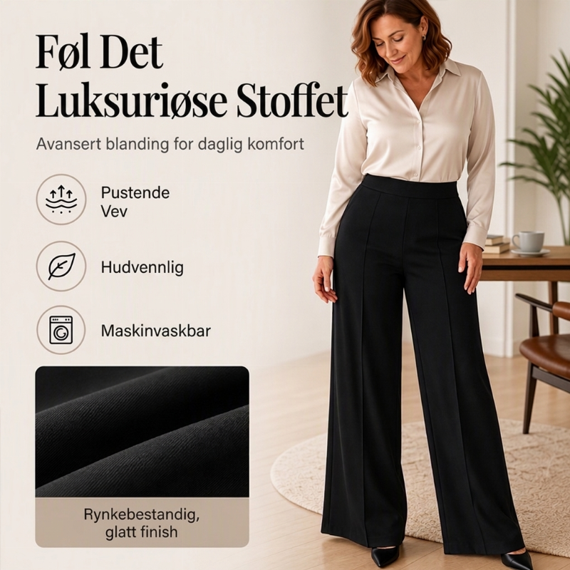 Avslappende bredbukse med høy midje for kvinner