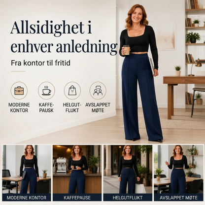 Avslappende bredbukse med høy midje for kvinner