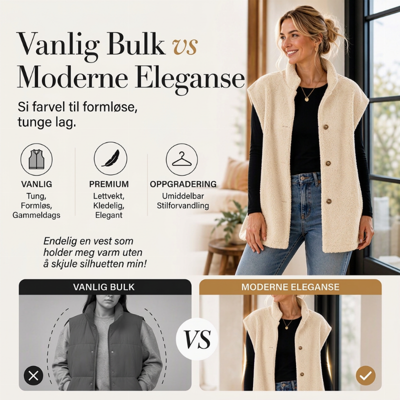 Varm, avslappet sherpa-vest for kvinner