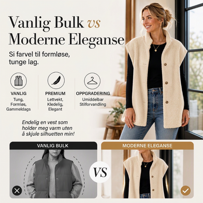 Varm, avslappet sherpa-vest for kvinner