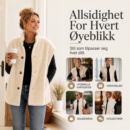 Varm, avslappet sherpa-vest for kvinner