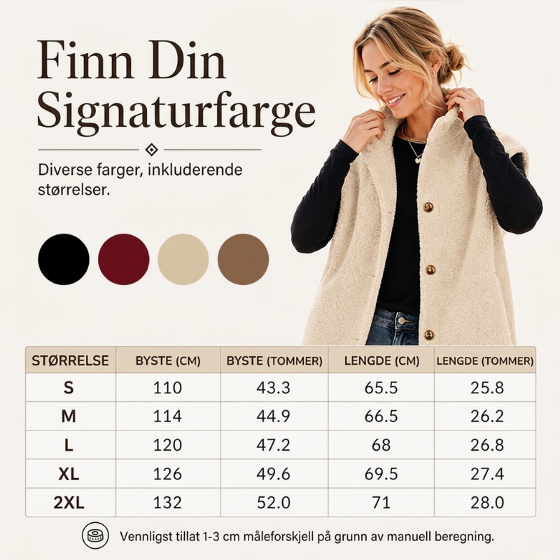 Varm, avslappet sherpa-vest for kvinner