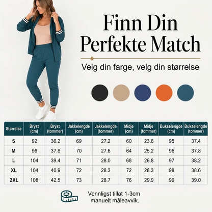 Dameblazer med åpen front og buksesett