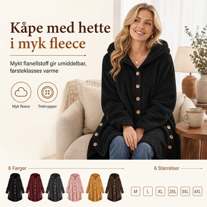 Vinterfrakk for kvinner i solid farge med asymmetrisk knappelukking og myk, fluffy fleece