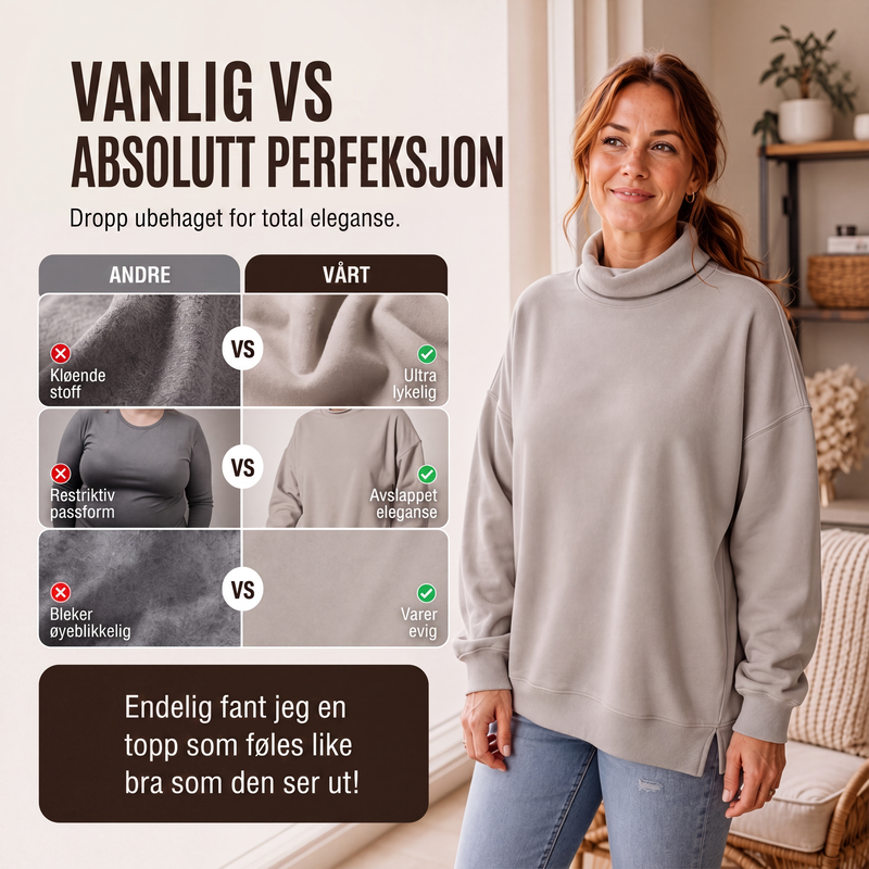 Avslappet genser med kragehals for kvinner