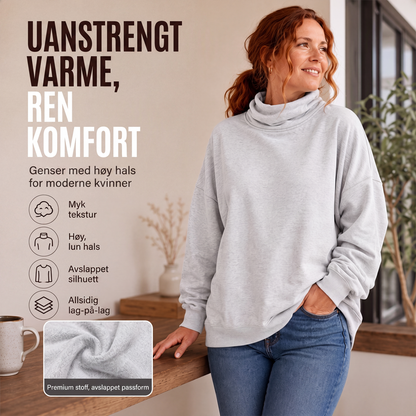 Avslappet genser med kragehals for kvinner