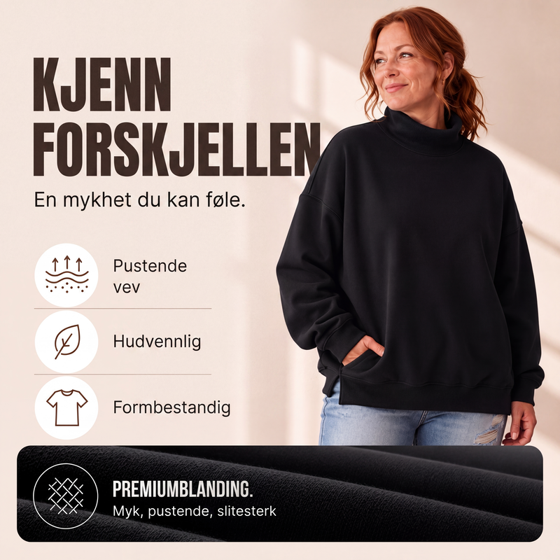 Avslappet genser med kragehals for kvinner