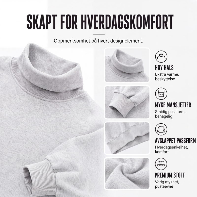 Avslappet genser med kragehals for kvinner