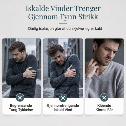 Vinterjakke for menn, plaidstrikket genser med hette, for og foret med fleece, tykk og langermet