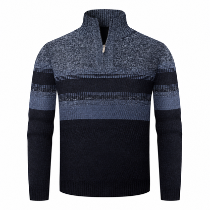 Vinterjakke for menn, plaidstrikket genser med hette, for og foret med fleece, tykk og langermet
