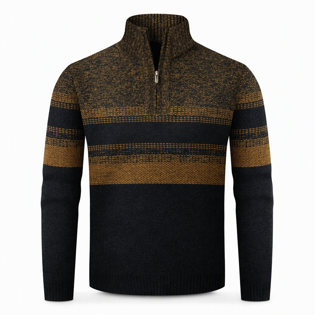 Vinterjakke for menn, plaidstrikket genser med hette, for og foret med fleece, tykk og langermet
