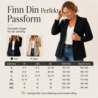 Klassisk enkelt-knapps dressjakke for kvinner