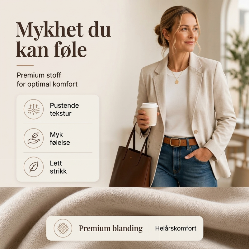 Klassisk enkelt-knapps dressjakke for kvinner