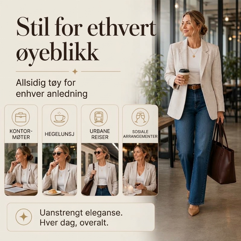 Klassisk enkelt-knapps dressjakke for kvinner