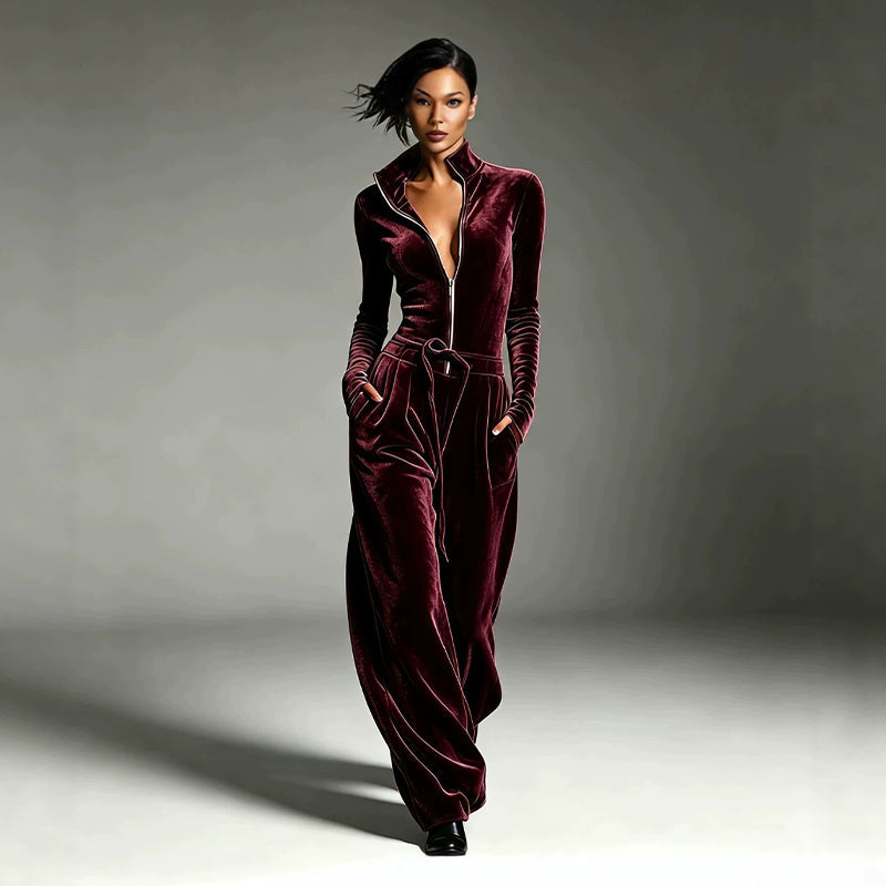 Chic midjekort velvet-dress for kvinner