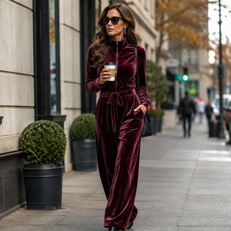 Chic midjekort velvet-dress for kvinner