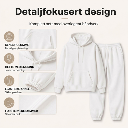Koselig hettegenser og joggebukse for kvinner, 2-delt sett