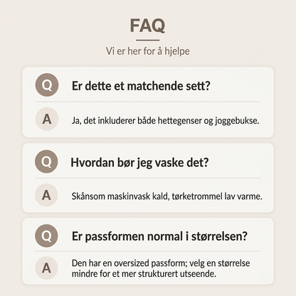 Koselig hettegenser og joggebukse for kvinner, 2-delt sett