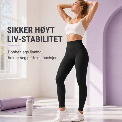 Høytalje sømløse ribbede yogabukser, treningsleggings for sport og trening
