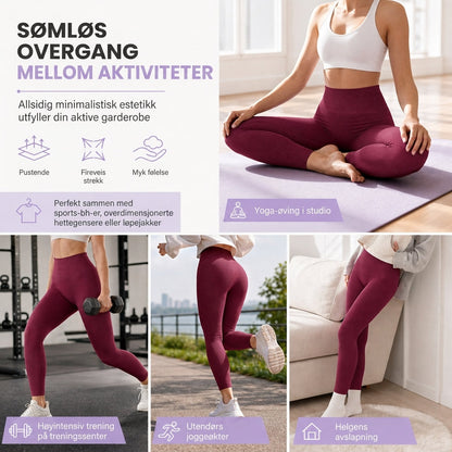 Høytalje sømløse ribbede yogabukser, treningsleggings for sport og trening