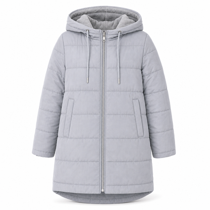Dameslimfittet, lang vinterjakke med hette 🧥