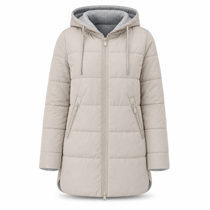 Dameslimfittet, lang vinterjakke med hette 🧥
