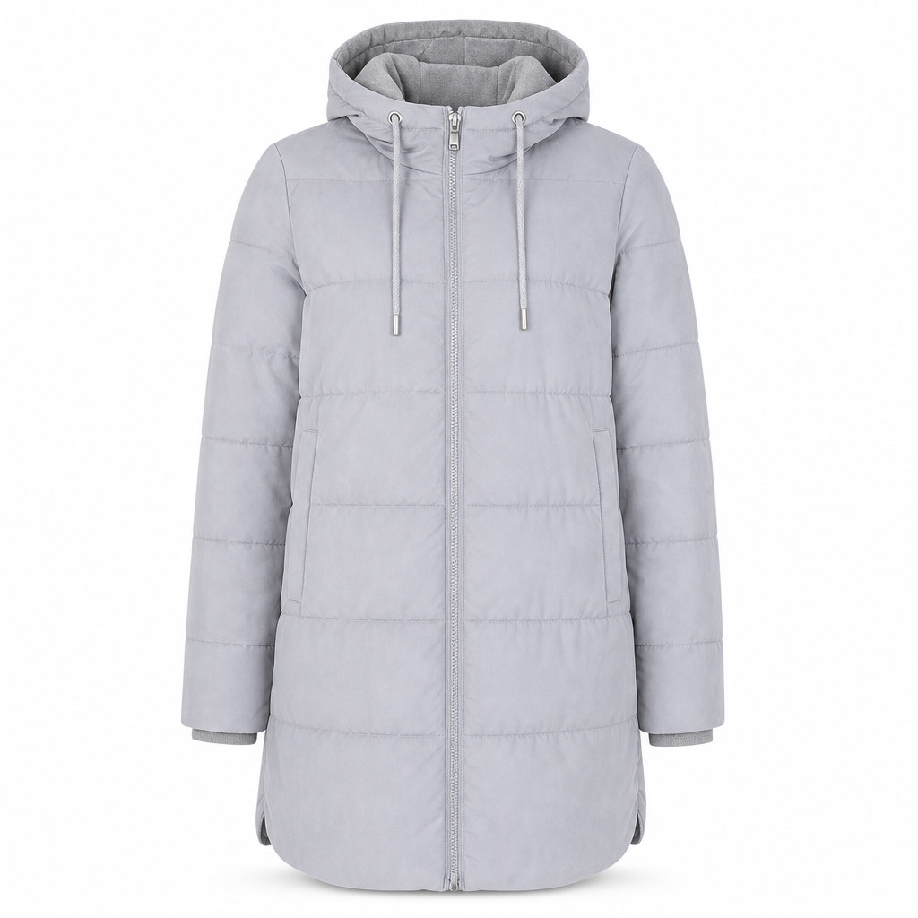 Dameslimfittet, lang vinterjakke med hette 🧥