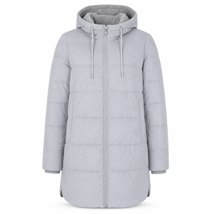 Dameslimfittet, lang vinterjakke med hette 🧥