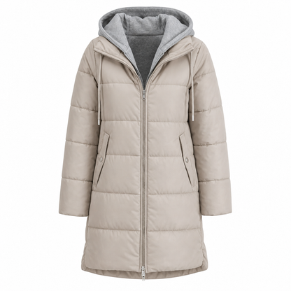 Dameslimfittet, lang vinterjakke med hette 🧥
