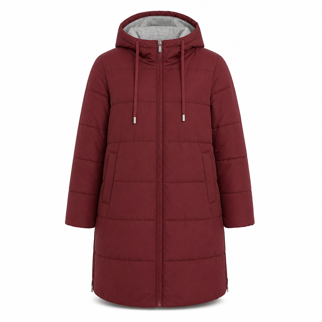Dameslimfittet, lang vinterjakke med hette 🧥