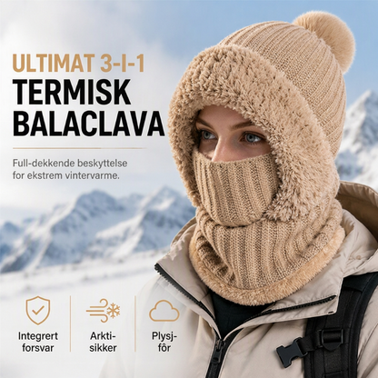 ❄️ 50% RABATT | 3-i-1 strikket vinterbalaklava – lue, ansiktsmaske & halsvarmer