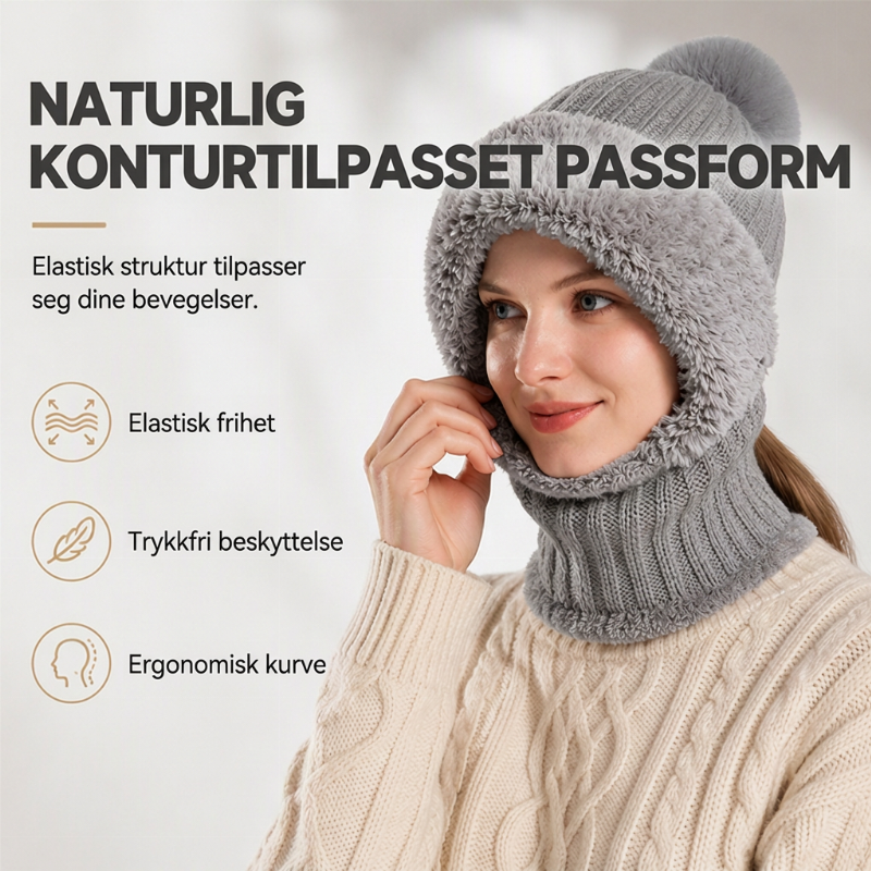 ❄️ 50% RABATT | 3-i-1 strikket vinterbalaklava – lue, ansiktsmaske & halsvarmer