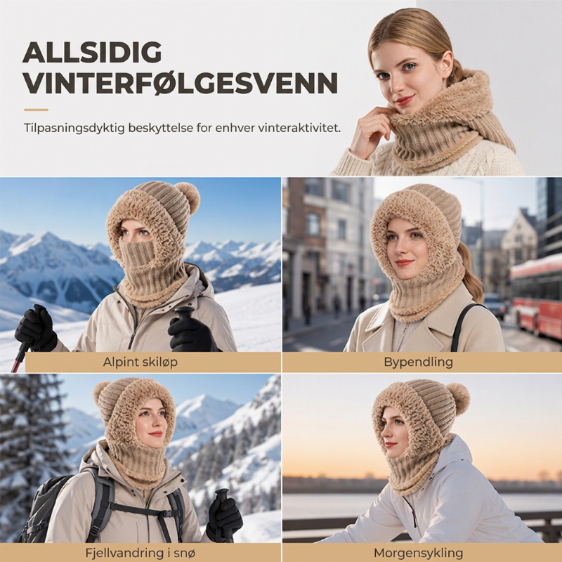 ❄️ 50% RABATT | 3-i-1 strikket vinterbalaklava – lue, ansiktsmaske & halsvarmer