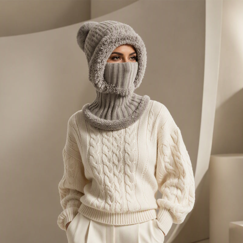 ❄️ 50% RABATT | 3-i-1 strikket vinterbalaklava – lue, ansiktsmaske & halsvarmer