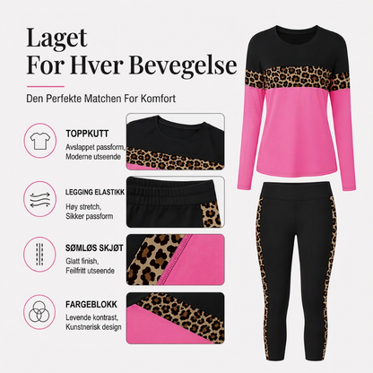 Uformelt 2-delt sett med leopardmønster for kvinner
