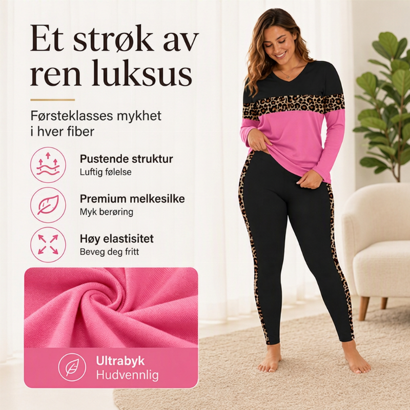 Uformelt 2-delt sett med leopardmønster for kvinner