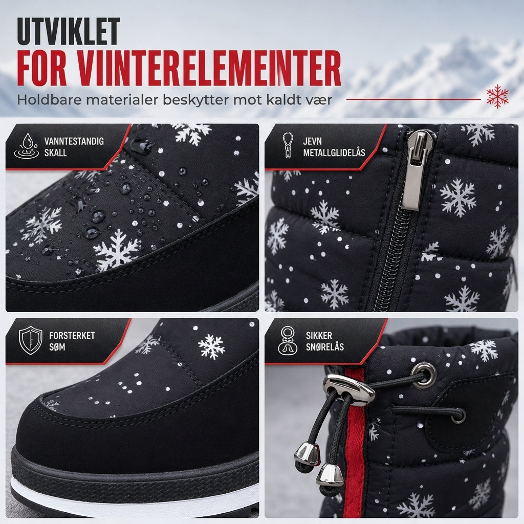 Vinterhøye snestøvler for kvinner, vanntette sklisikre utendørs høye støvler med tykt pelskant og såle