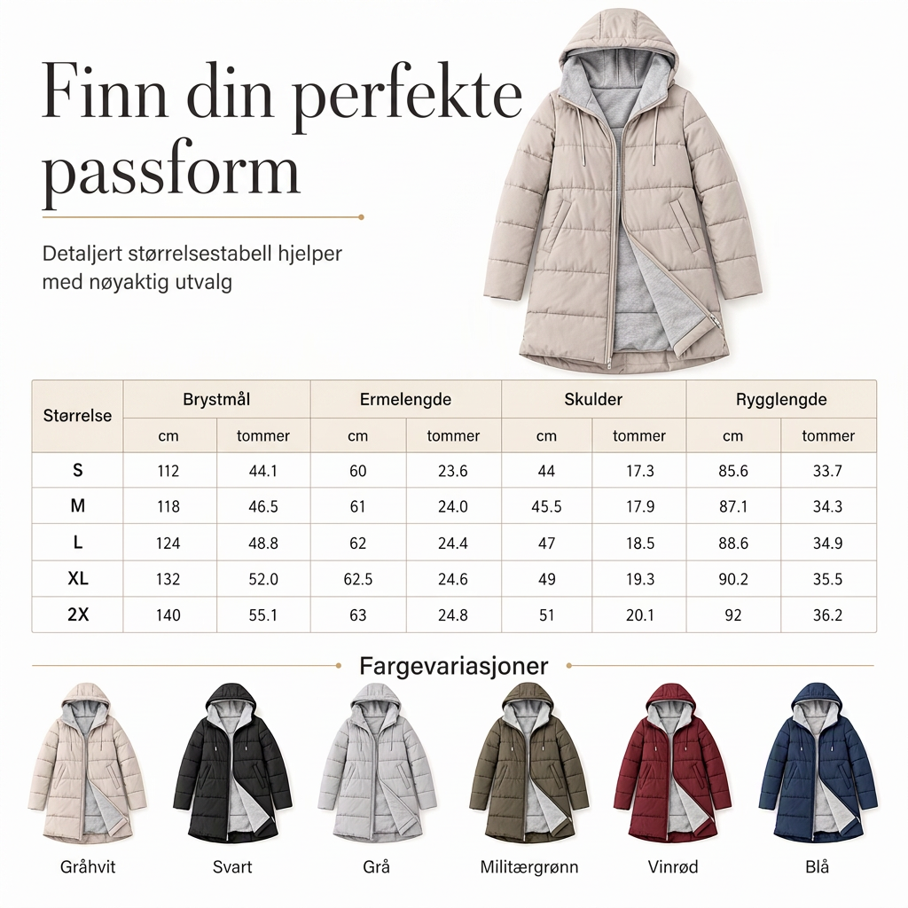 Dameslimfittet, lang vinterjakke med hette 🧥