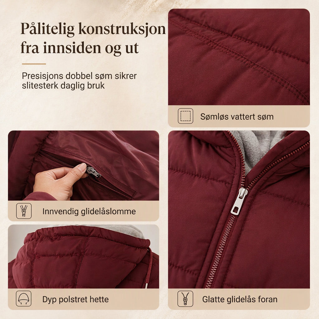 Dameslimfittet, lang vinterjakke med hette 🧥