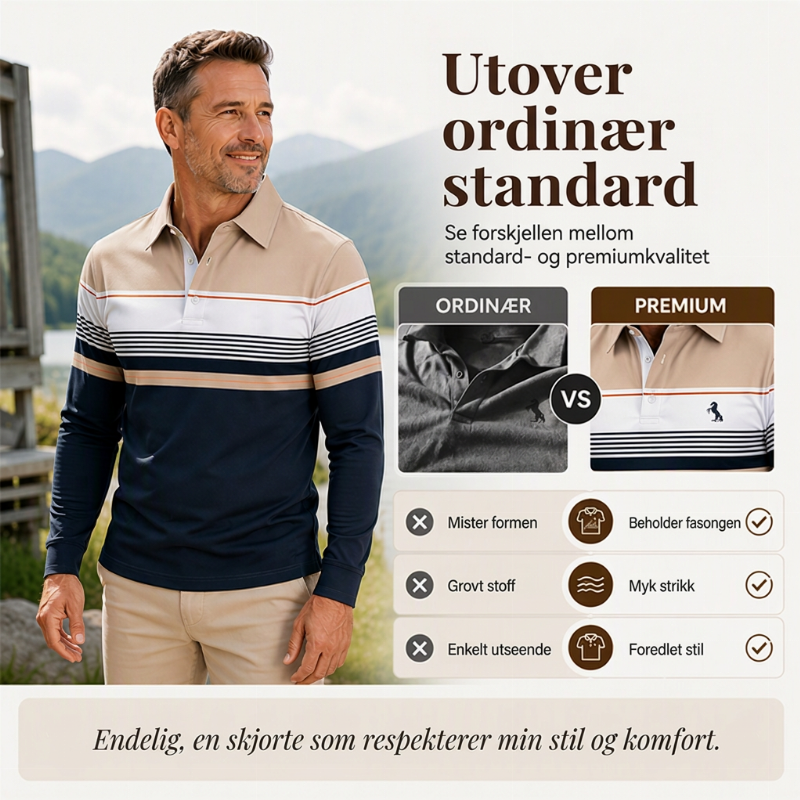 Klassisk fargeblokkert stripet topp for menn