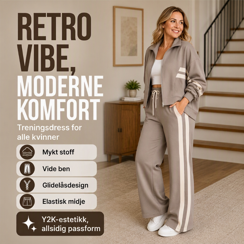 Sporty stripesett i to deler for kvinner