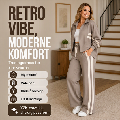 Sporty stripesett i to deler for kvinner
