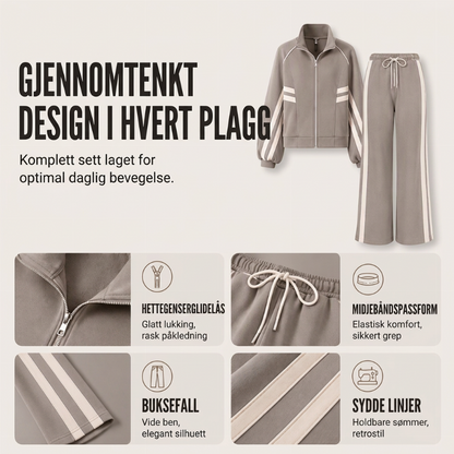 Sporty stripesett i to deler for kvinner
