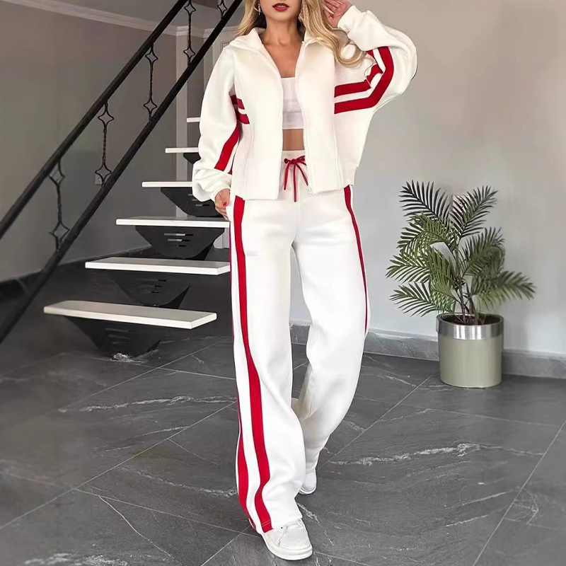 Sporty stripesett i to deler for kvinner